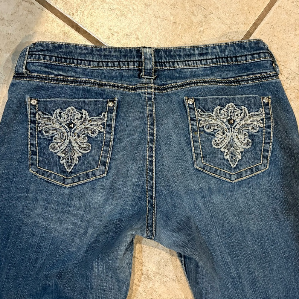 a.n.a Blue Boot Cut Jeans with Embroidery